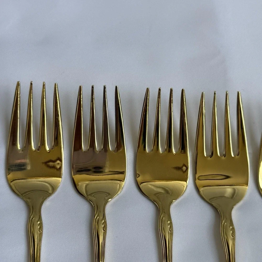 Reed & Barton Ultra Select Gold Plated Forks Set of 6 Japan Floral Flatware